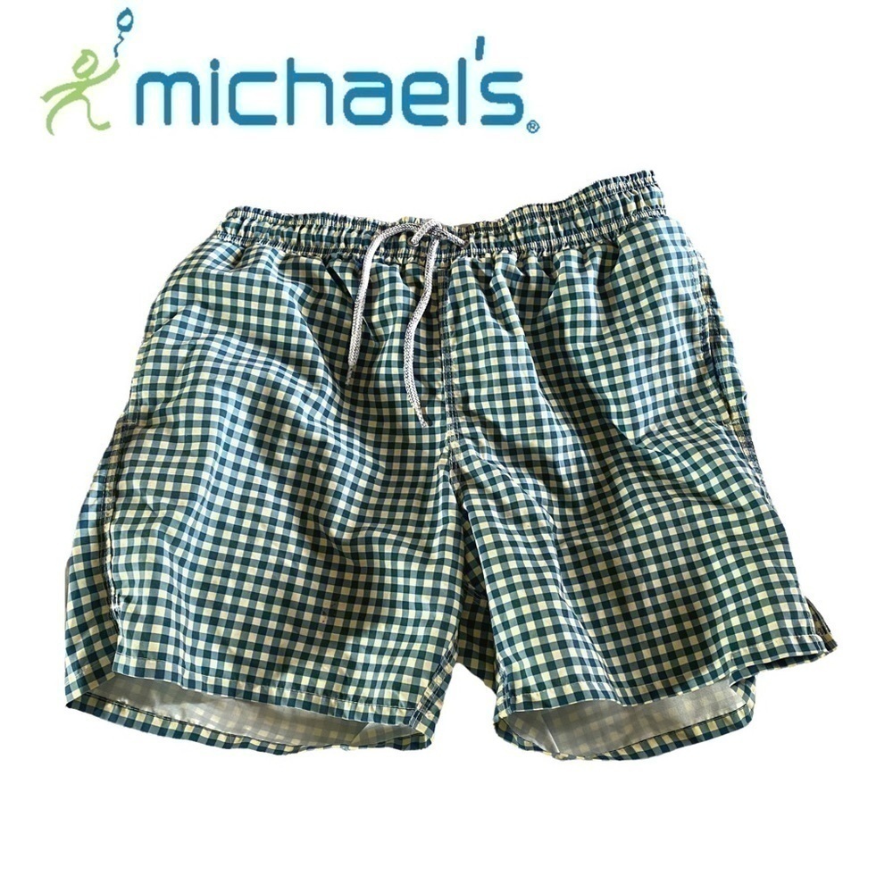 𝅺MICHAEL’S Swim Trunks Checked Yellow and Blue